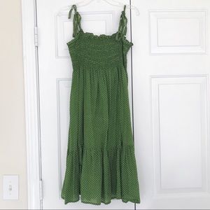 J. Crew Green Polka Dot Smocked Dress